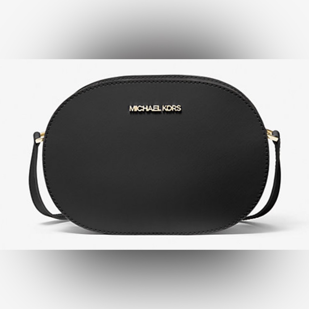 Michael Kors Jet Set Travel Medium Saffiano Leather Crossbody Bag - Black | New